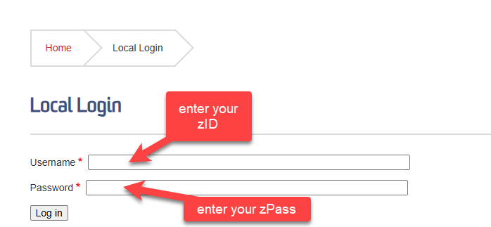 Local Login Screen